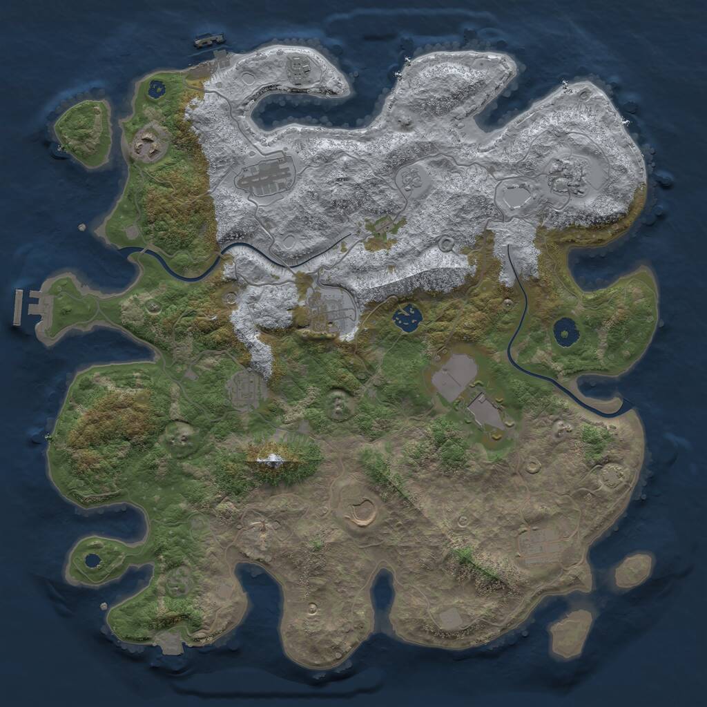 Rust Map: Procedural Map, Size: 3950, Seed: 237715601, 16 Monuments