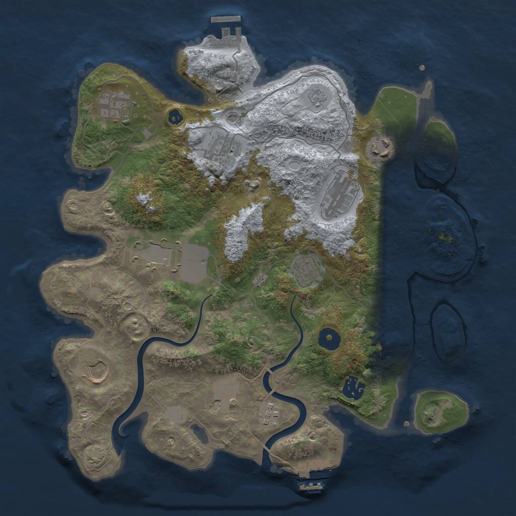 Rust Map: Procedural Map, Size: 3500, Seed: 2590007, 16 Monuments
