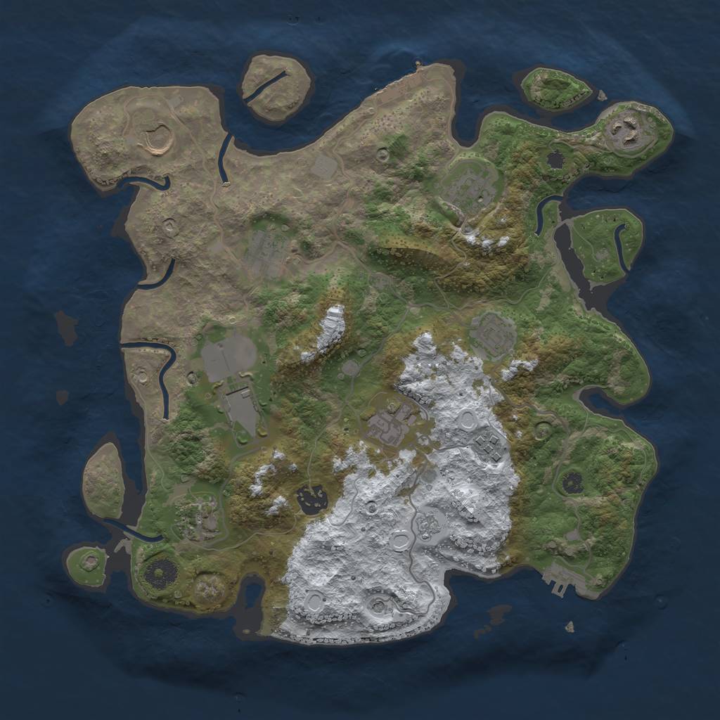 Rust Map: Procedural Map, Size: 3500, Seed: 2690887, 19 Monuments