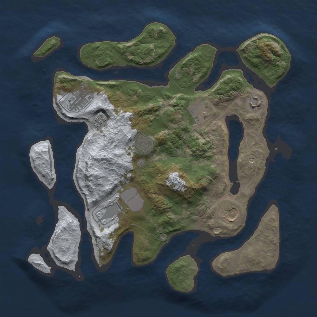 Rust Map: Barren, Size: 3500, Seed: 1936857, 10 Monuments