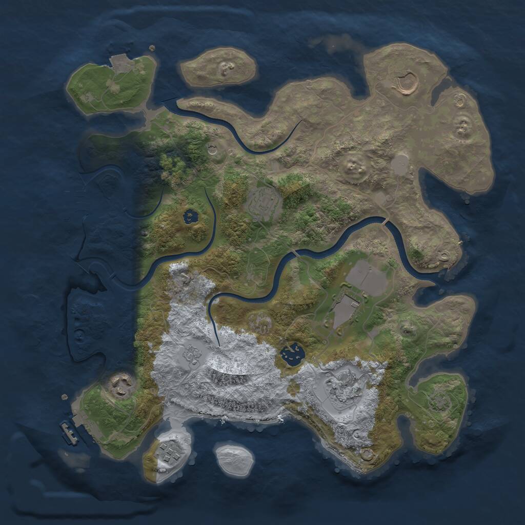 Rust Map: Procedural Map, Size: 3500, Seed: 2878131, 13 Monuments