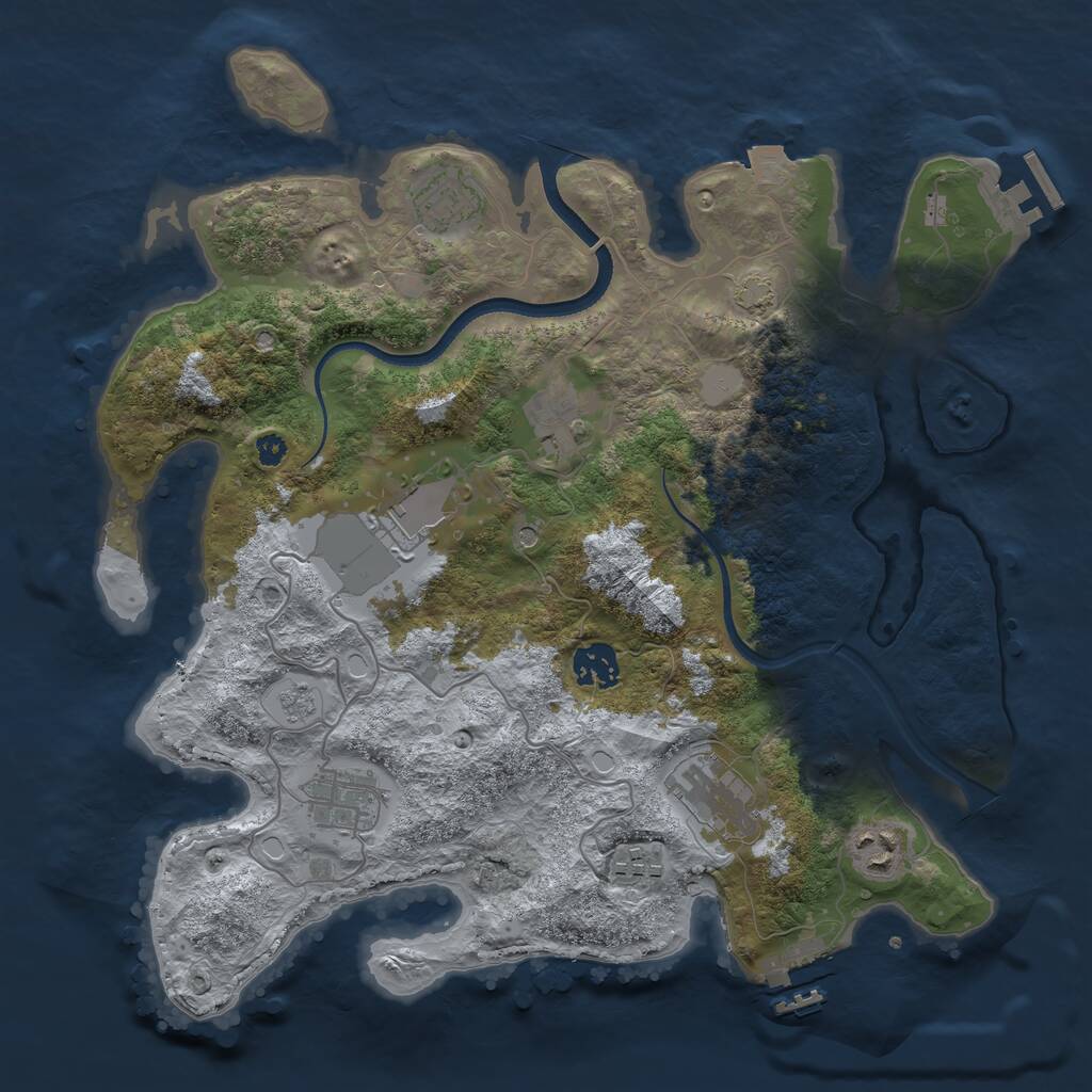 Rust Map: Procedural Map, Size: 3500, Seed: 5621874, 14 Monuments