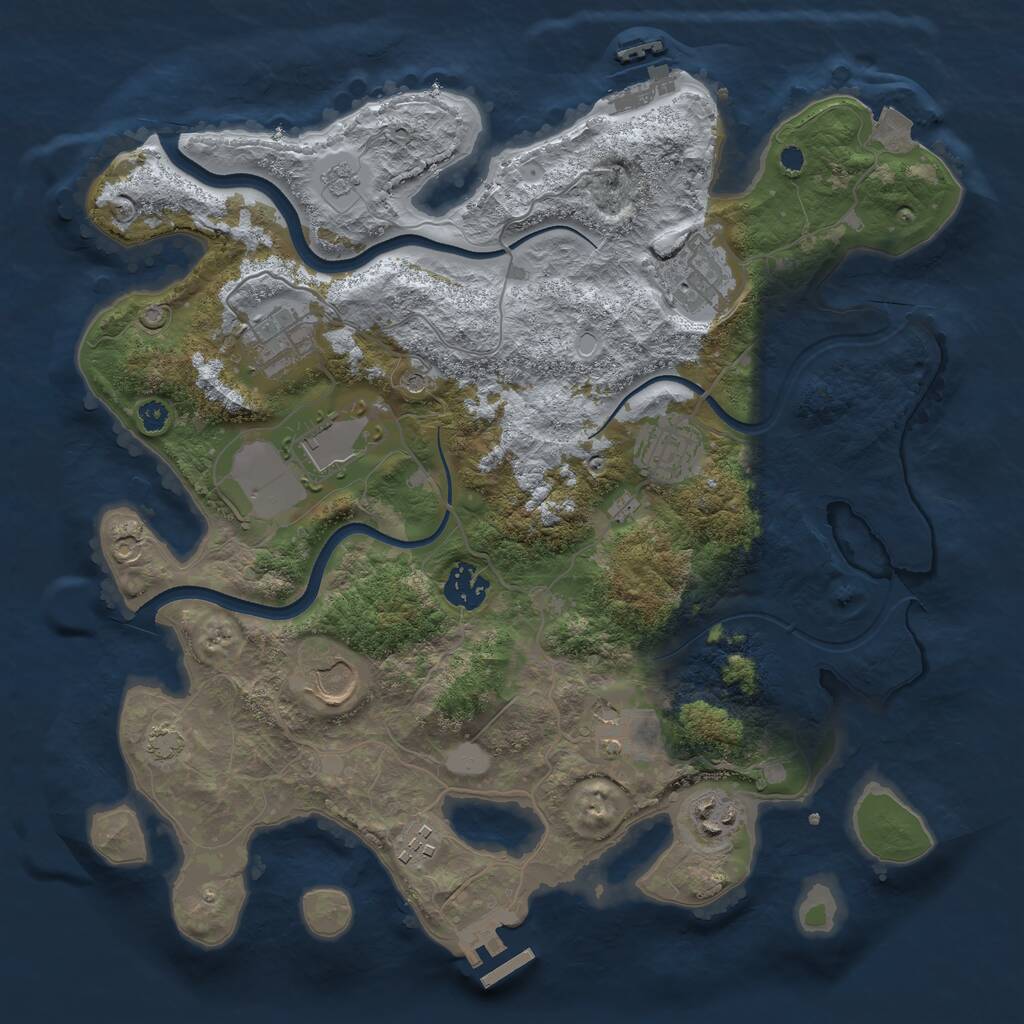 Rust Map: Procedural Map, Size: 3500, Seed: 5291742, 15 Monuments