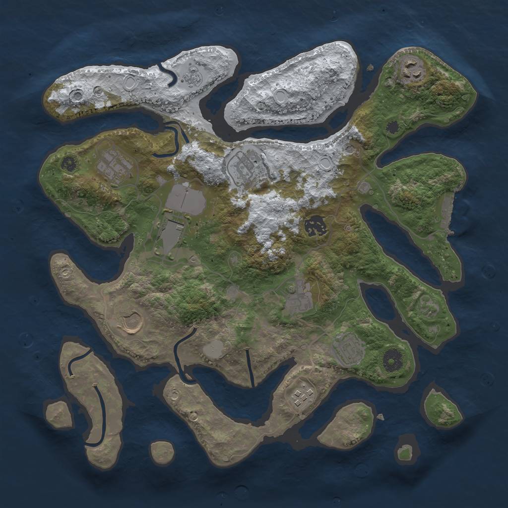 Rust Map: Procedural Map, Size: 3500, Seed: 5291742, 17 Monuments