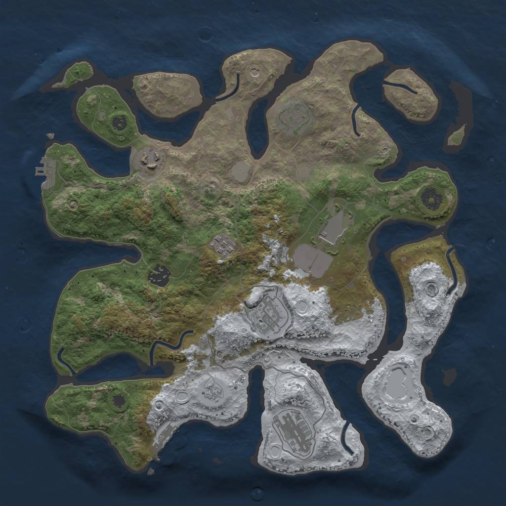 Rust Map: Procedural Map, Size: 3500, Seed: 1235336, 16 Monuments