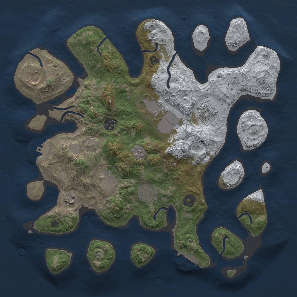 Rust Map: Procedural Map, Size: 3500, Seed: 5377624, 17 Monuments
