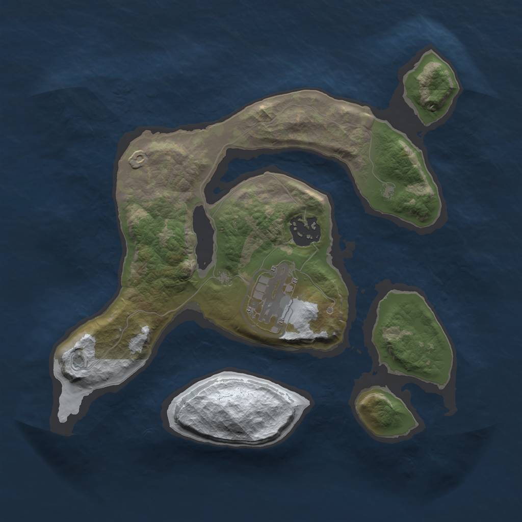 Rust Map: Barren, Size: 2500, Seed: 1788844, 4 Monuments