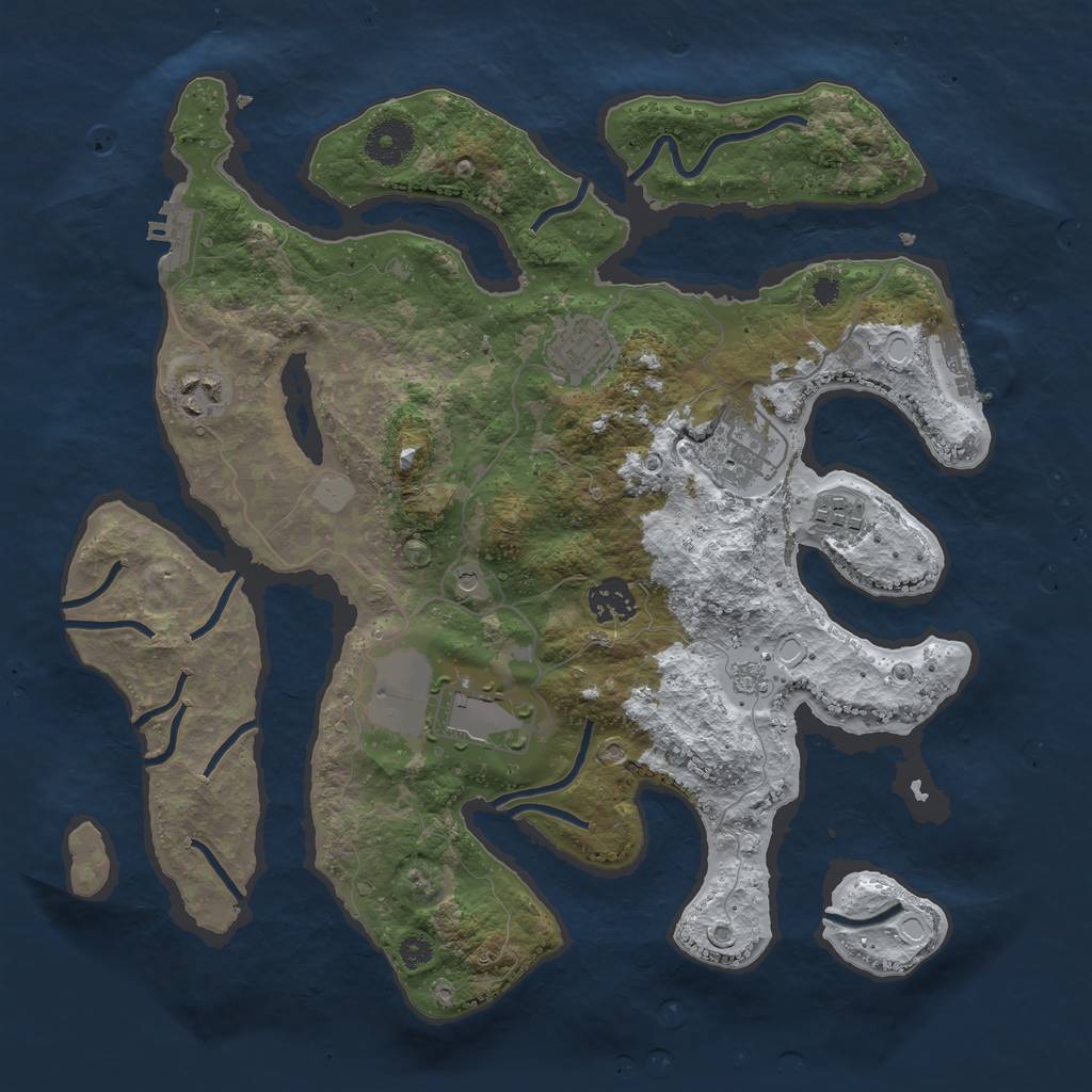 Rust Map: Procedural Map, Size: 3500, Seed: 3587442, 15 Monuments