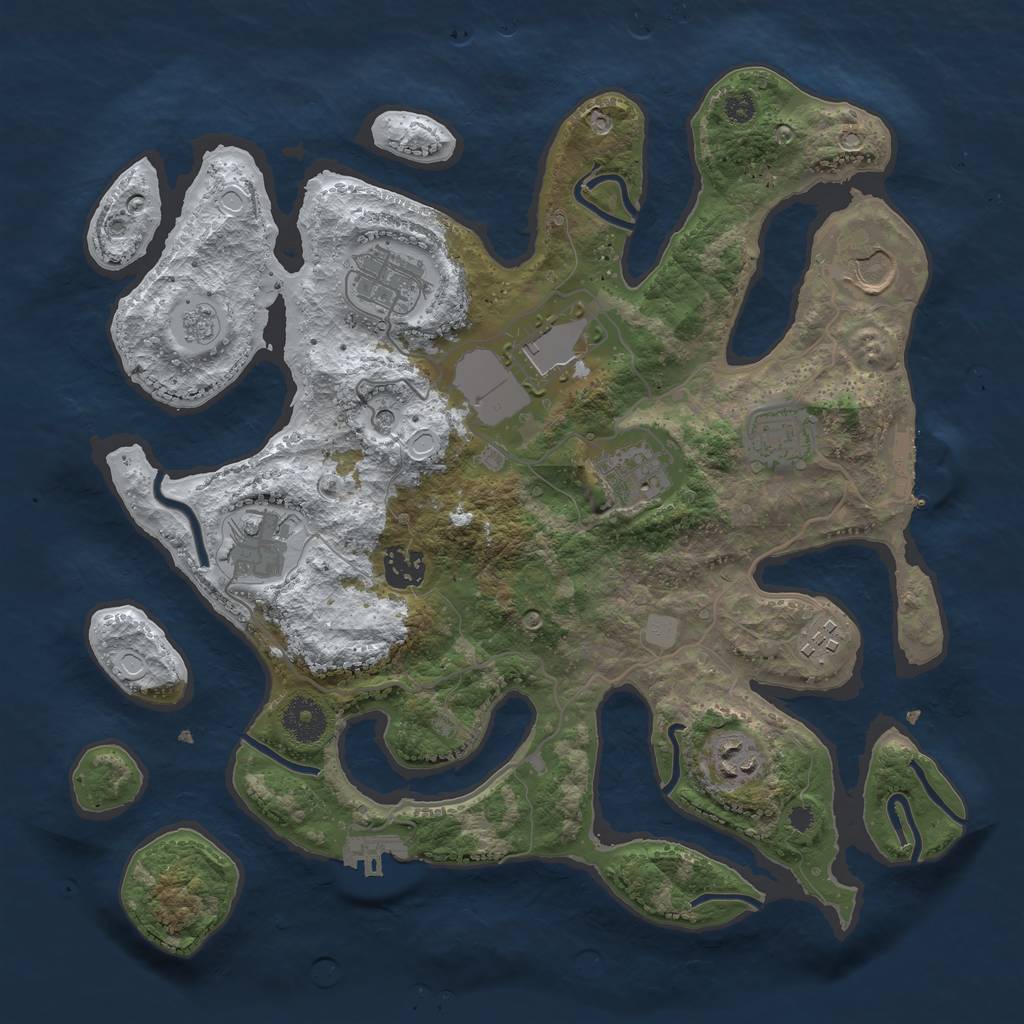 Rust Map: Procedural Map, Size: 3500, Seed: 2937299, 18 Monuments