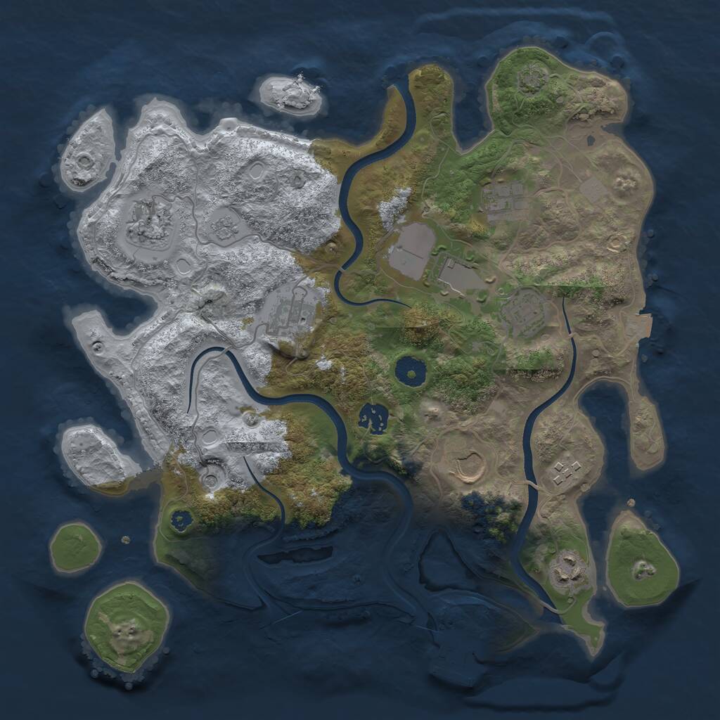 Rust Map: Procedural Map, Size: 3500, Seed: 2937299, 14 Monuments