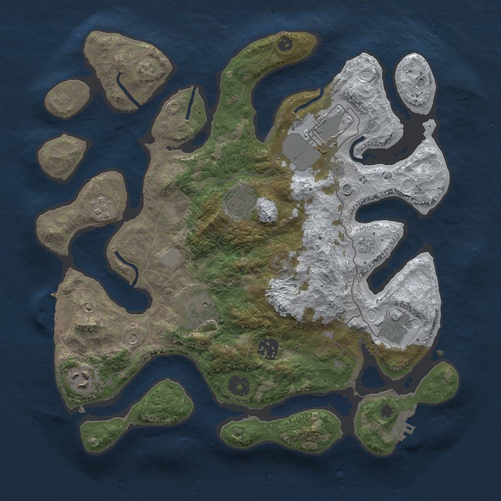 Rust Map: Procedural Map, Size: 3500, Seed: 2229709, 16 Monuments
