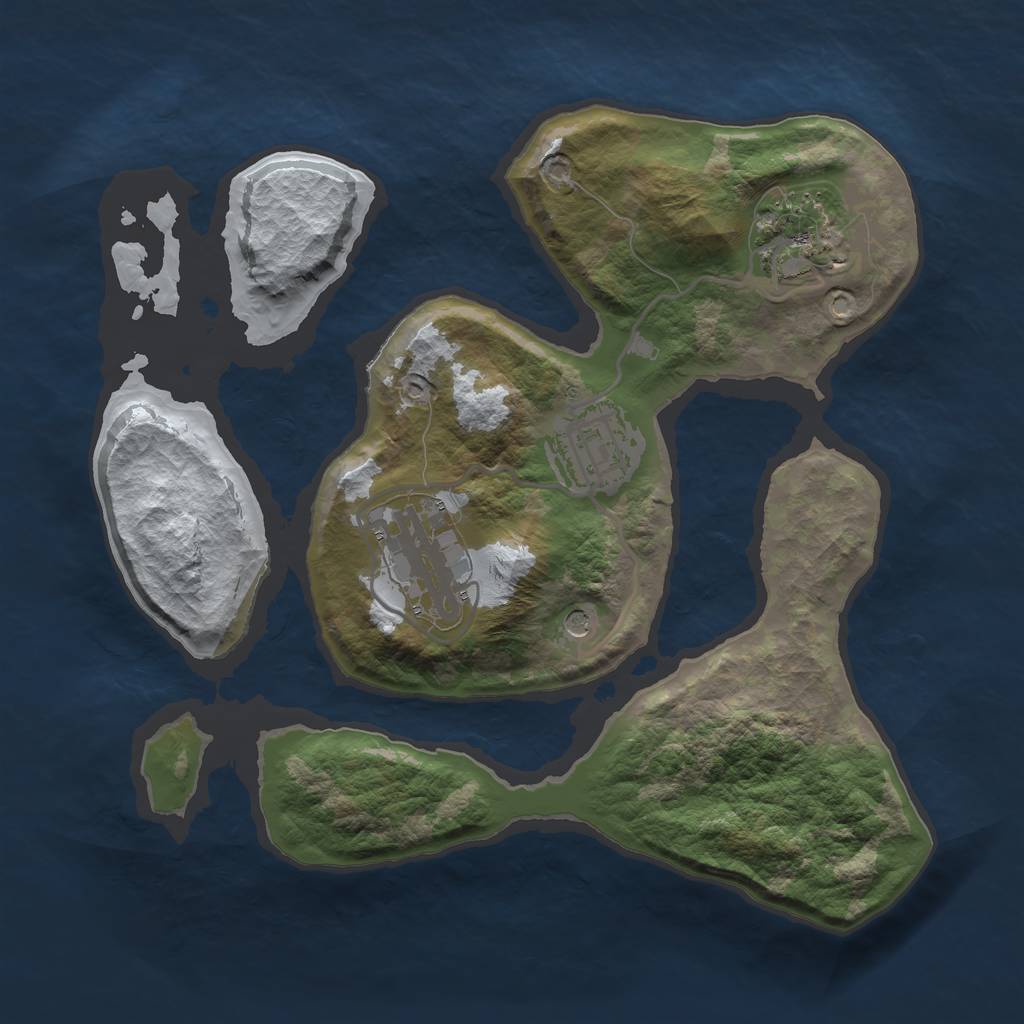 Rust Map: Barren, Size: 2500, Seed: 5836428, 6 Monuments