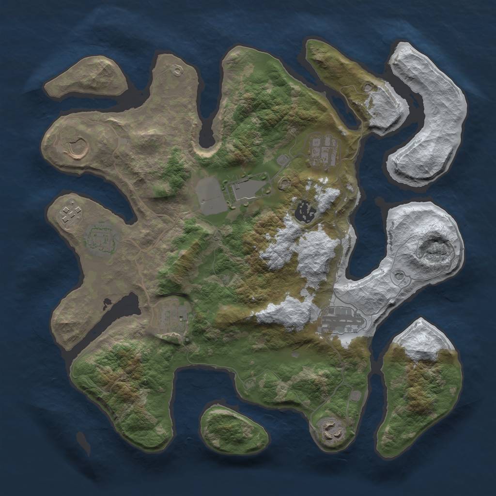 Rust Map: Barren, Size: 3500, Seed: 6217539, 12 Monuments