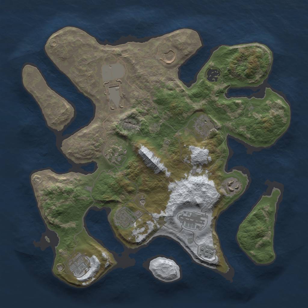 Rust Map: Barren, Size: 3500, Seed: 813498, 13 Monuments