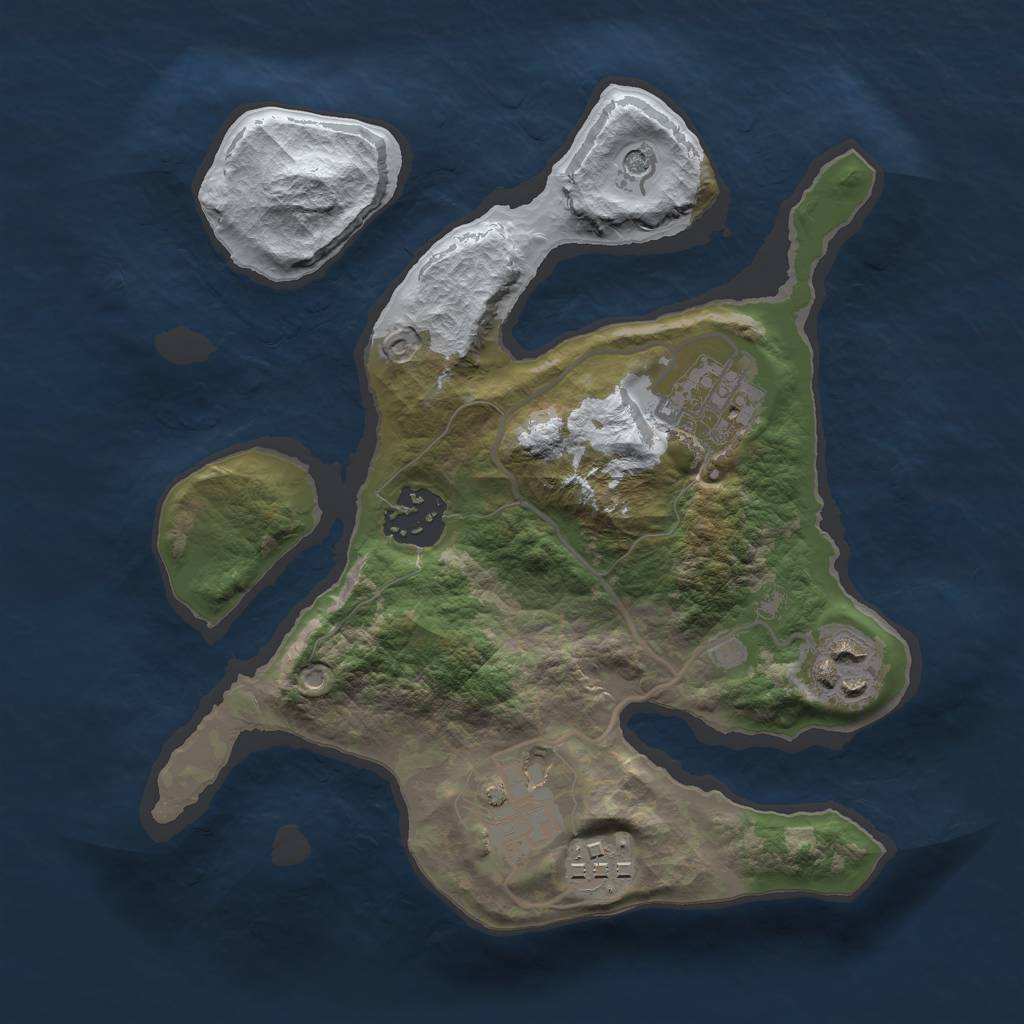 Rust Map: Barren, Size: 2500, Seed: 3427811, 8 Monuments