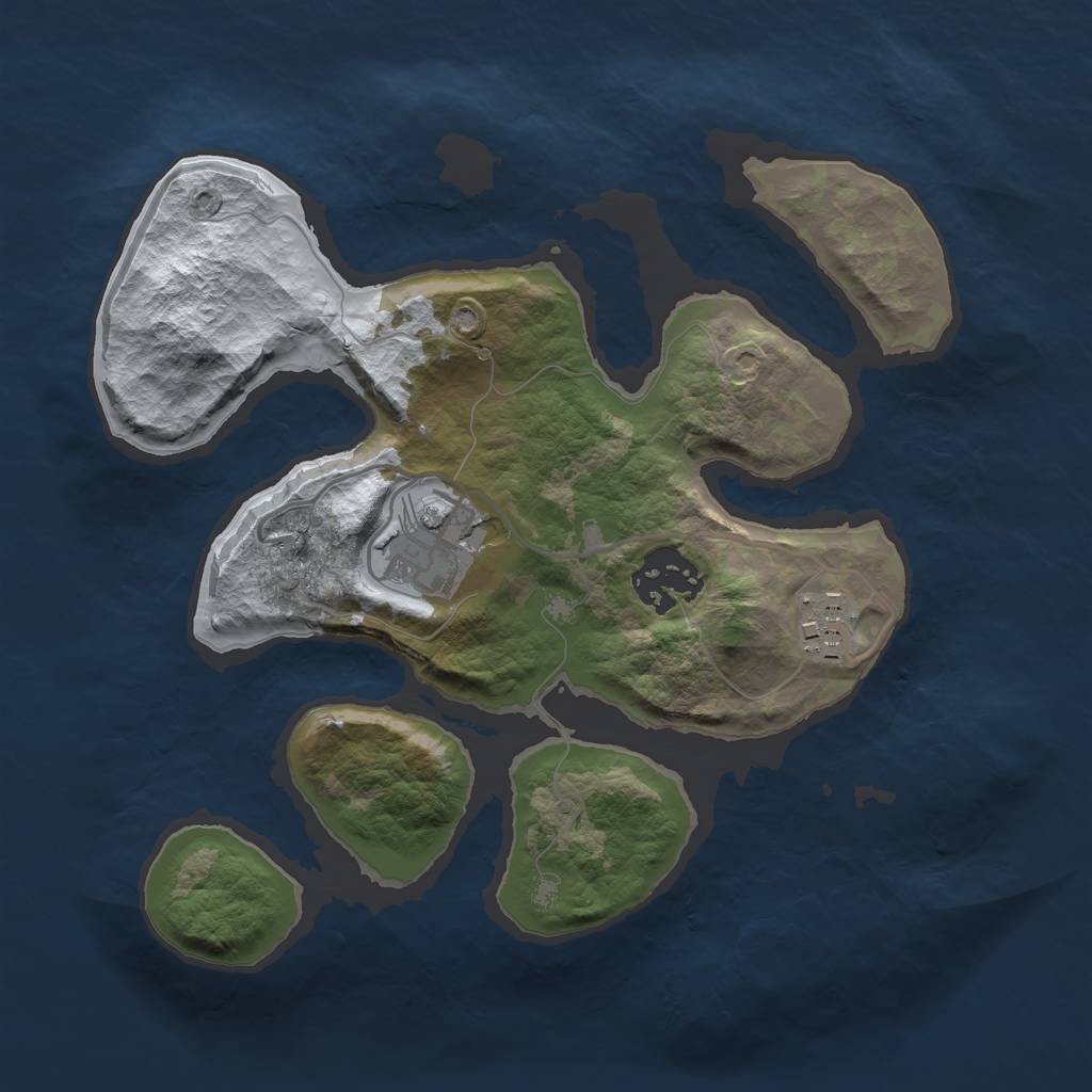 Rust Map: Barren, Size: 2500, Seed: 5200338, 5 Monuments