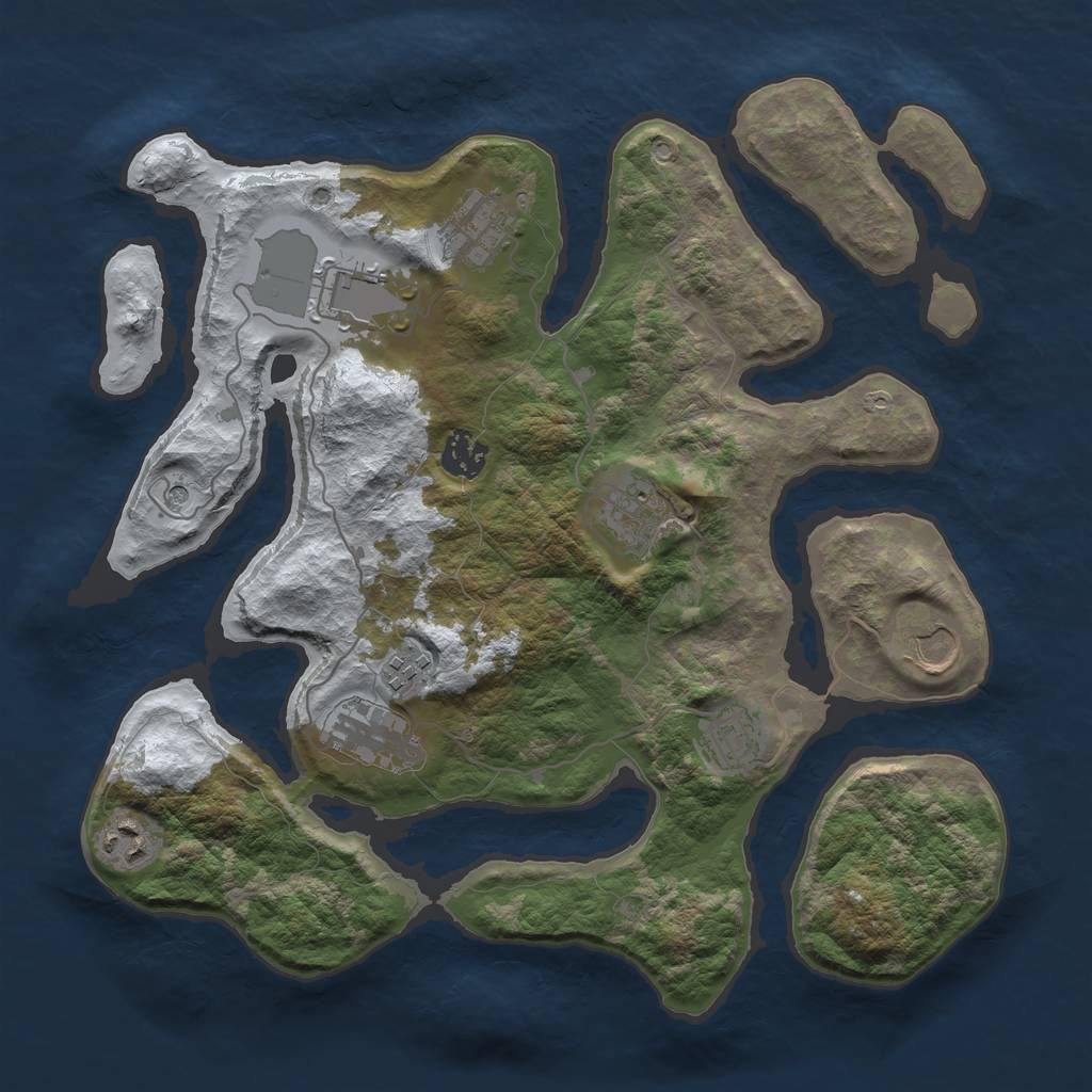 Rust Map: Barren, Size: 3500, Seed: 2009144, 12 Monuments