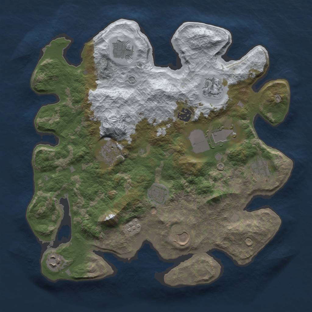 Rust Map: Barren, Size: 3500, Seed: 2957647, 13 Monuments