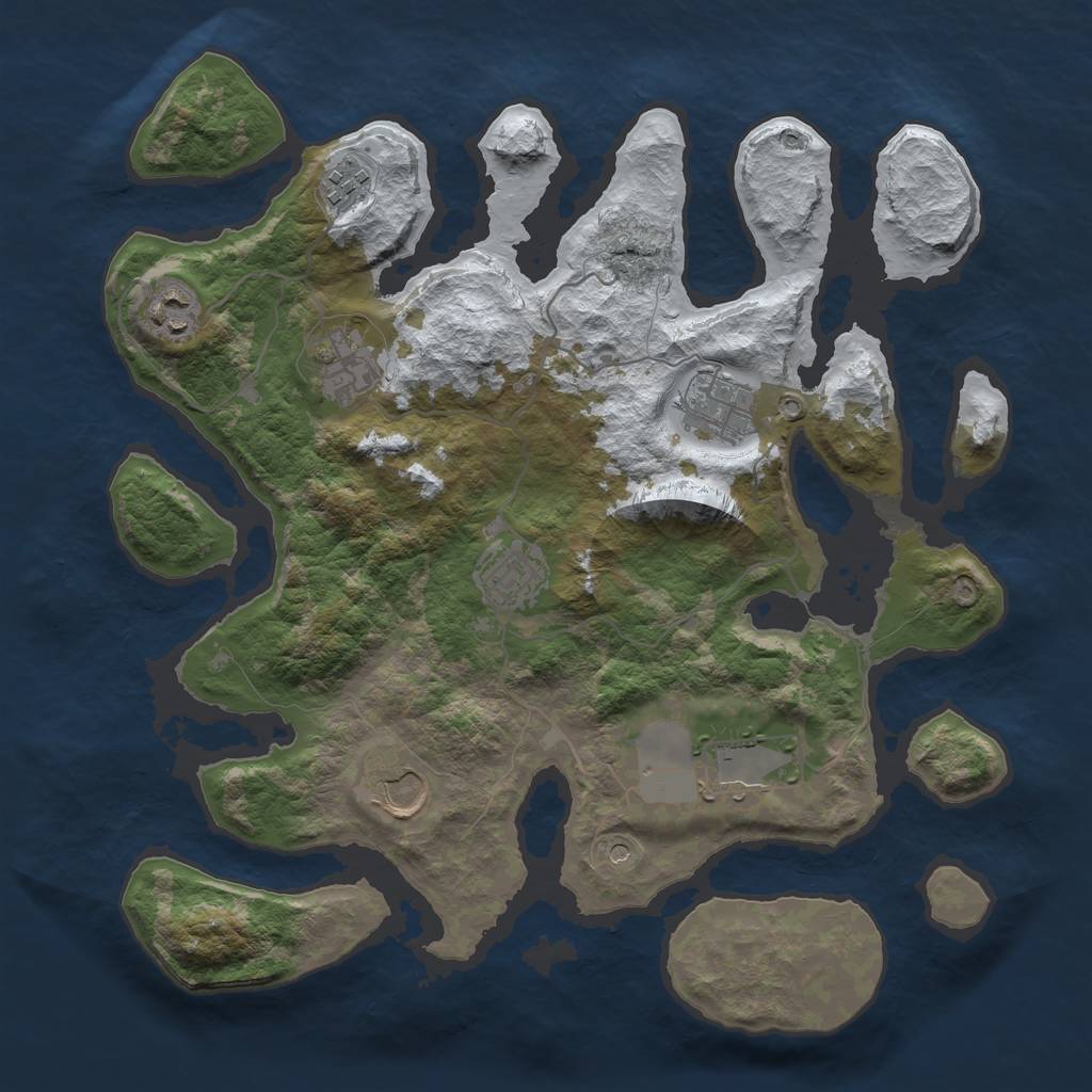 Rust Map: Barren, Size: 3500, Seed: 1753689, 10 Monuments