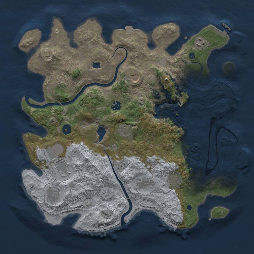 Rust Map: Procedural Map, Size: 4000, Seed: 3339901, 16 Monuments