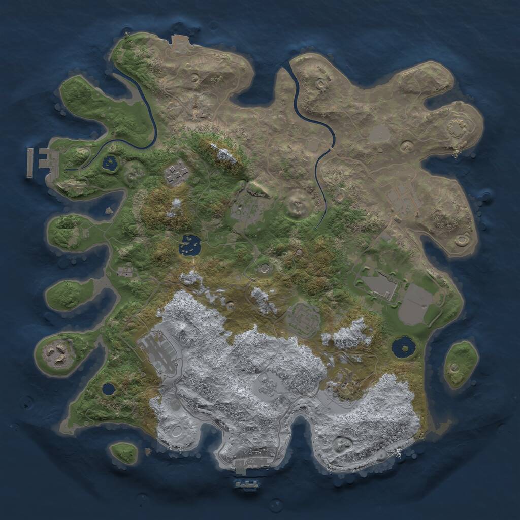 Rust Map: Procedural Map, Size: 3500, Seed: 373383, 15 Monuments