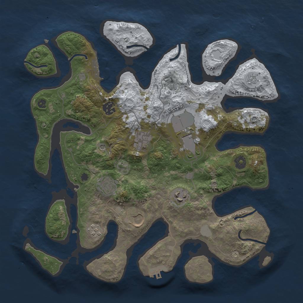 Rust Map: Procedural Map, Size: 3500, Seed: 5258949, 16 Monuments