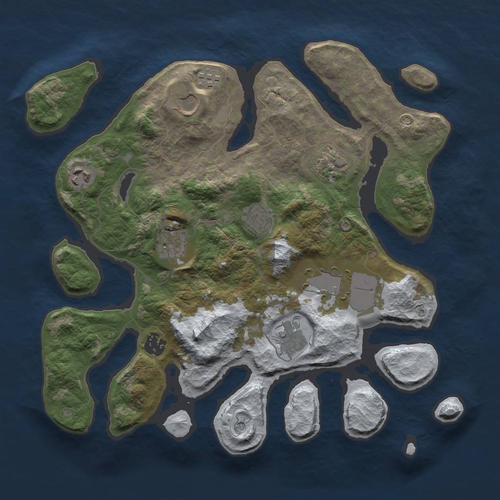 Rust Map: Barren, Size: 3500, Seed: 774788, 12 Monuments