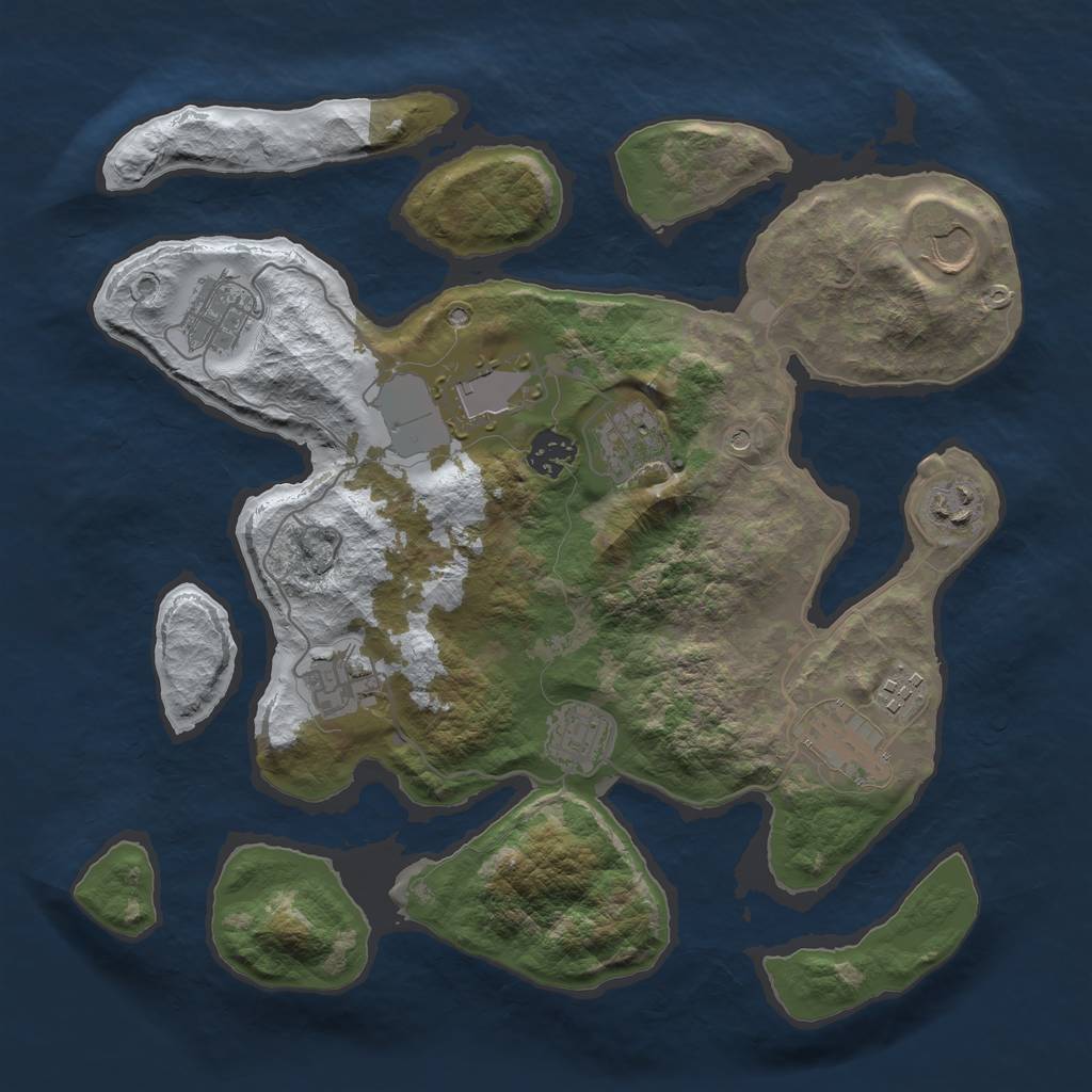Rust Map: Barren, Size: 3500, Seed: 3459257, 13 Monuments