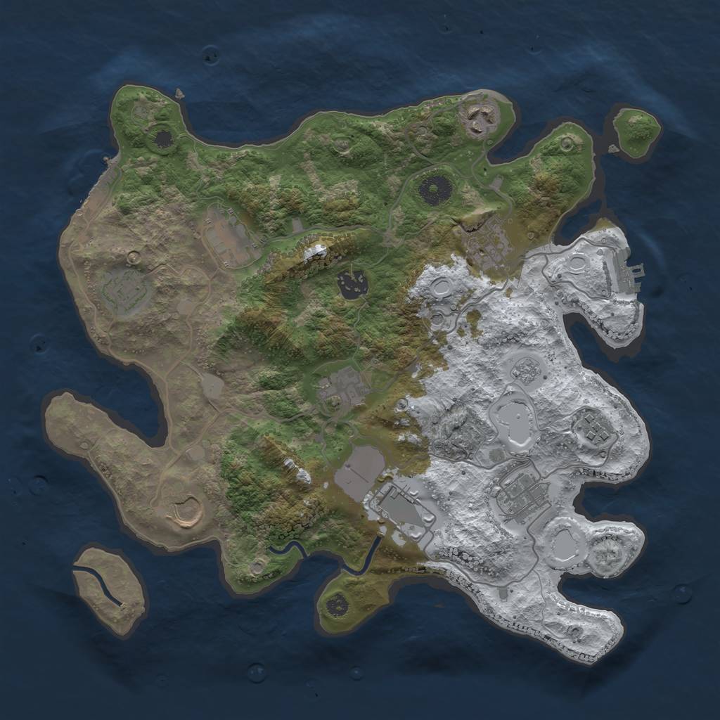 Rust Map: Procedural Map, Size: 3500, Seed: 6350163, 19 Monuments
