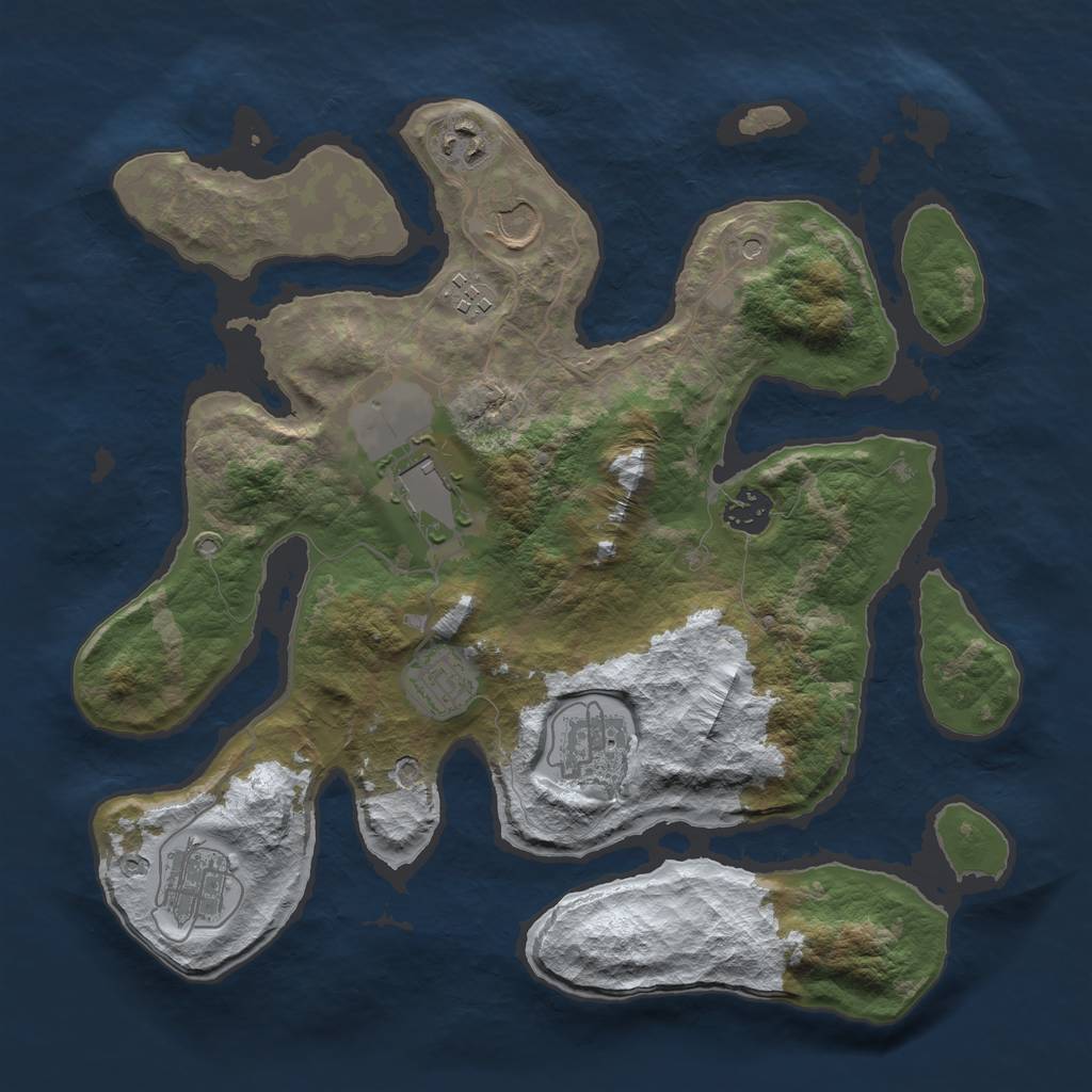 Rust Map: Barren, Size: 3500, Seed: 2297384, 11 Monuments