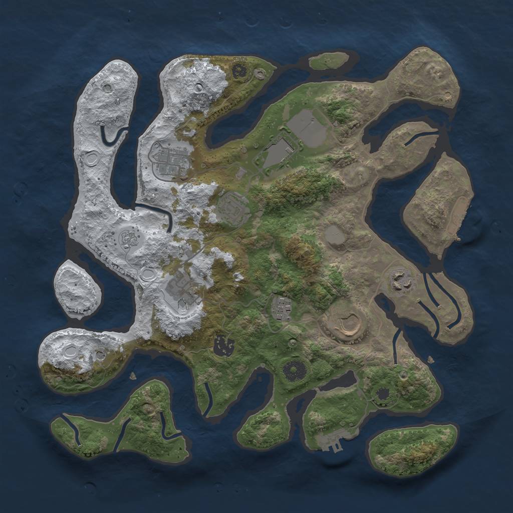 Rust Map: Procedural Map, Size: 3500, Seed: 3090831, 17 Monuments