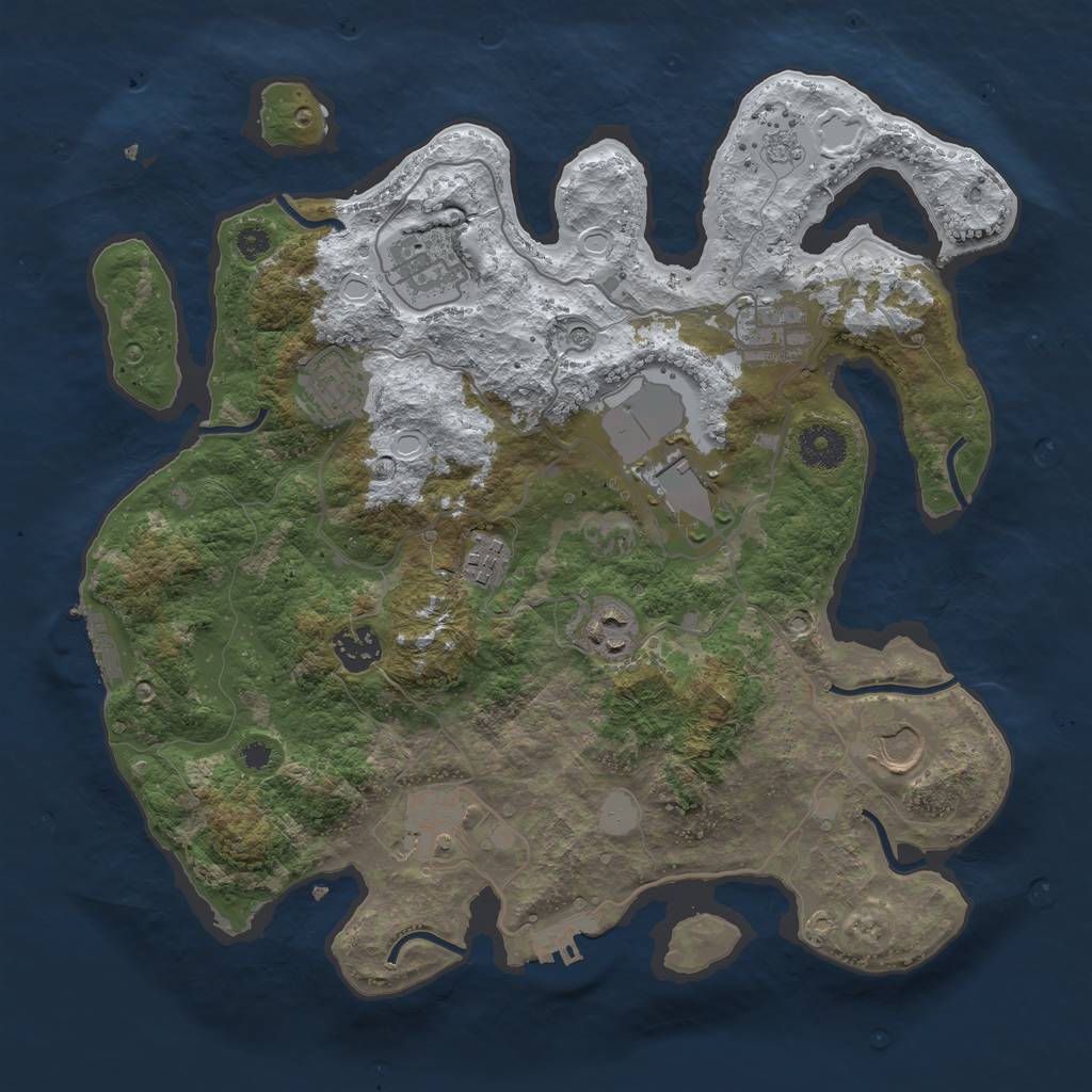 Rust Map: Procedural Map, Size: 3500, Seed: 6373370, 18 Monuments