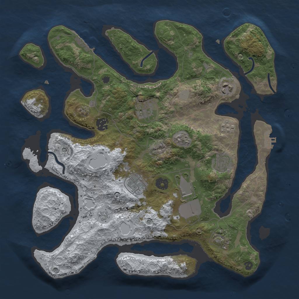Rust Map: Procedural Map, Size: 3500, Seed: 3157454, 17 Monuments