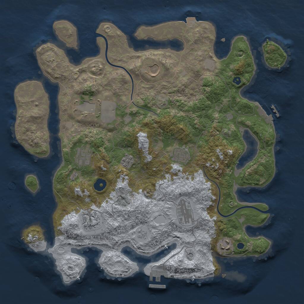 Rust Map: Procedural Map, Size: 3700, Seed: 17016, 14 Monuments