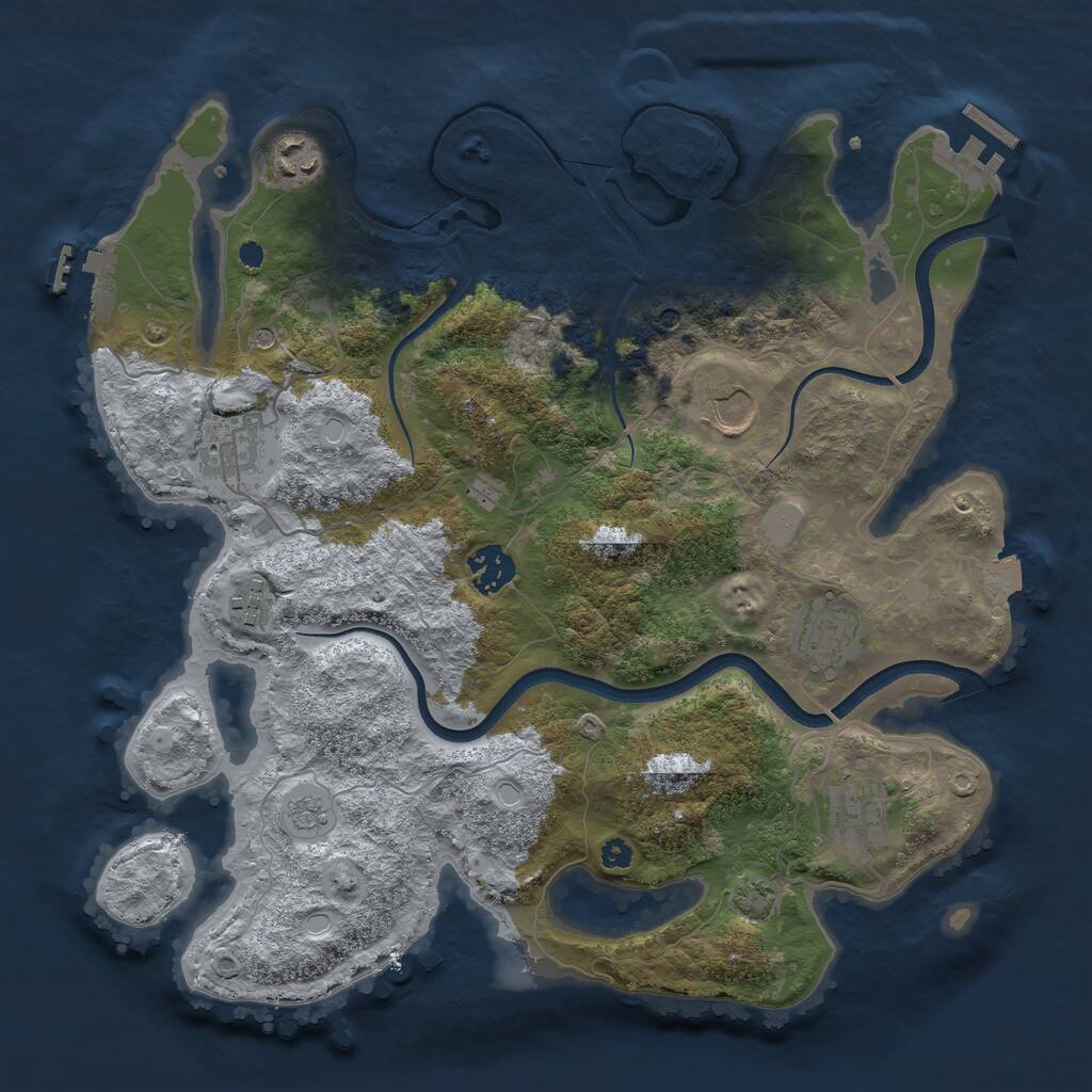 Rust Map: Procedural Map, Size: 3500, Seed: 6458970, 13 Monuments