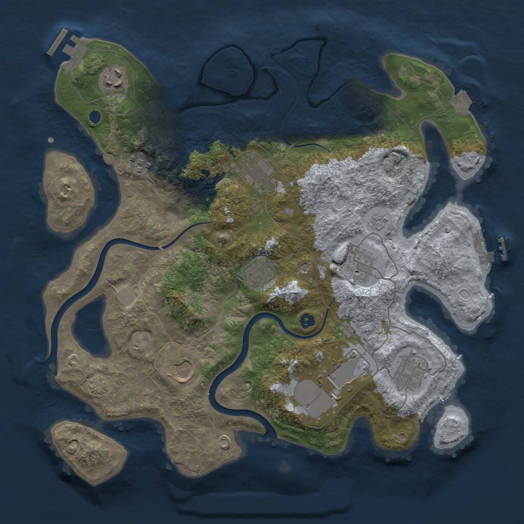 Rust Map: Procedural Map, Size: 3500, Seed: 526039, 14 Monuments