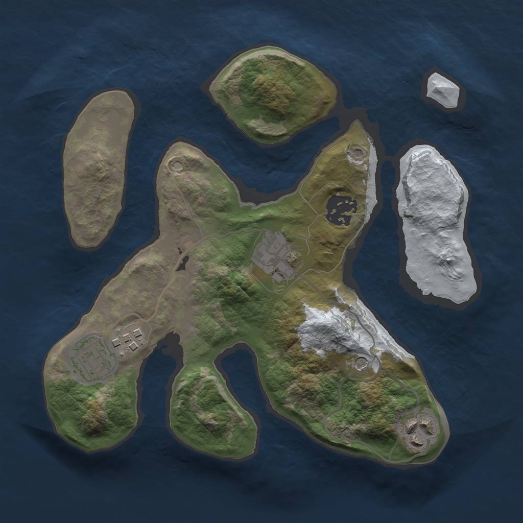 Rust Map: Barren, Size: 2500, Seed: 139326, 8 Monuments