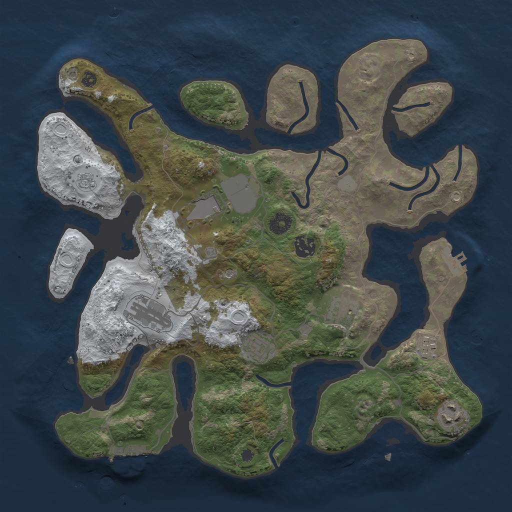 Rust Map: Procedural Map, Size: 3500, Seed: 1979858, 16 Monuments