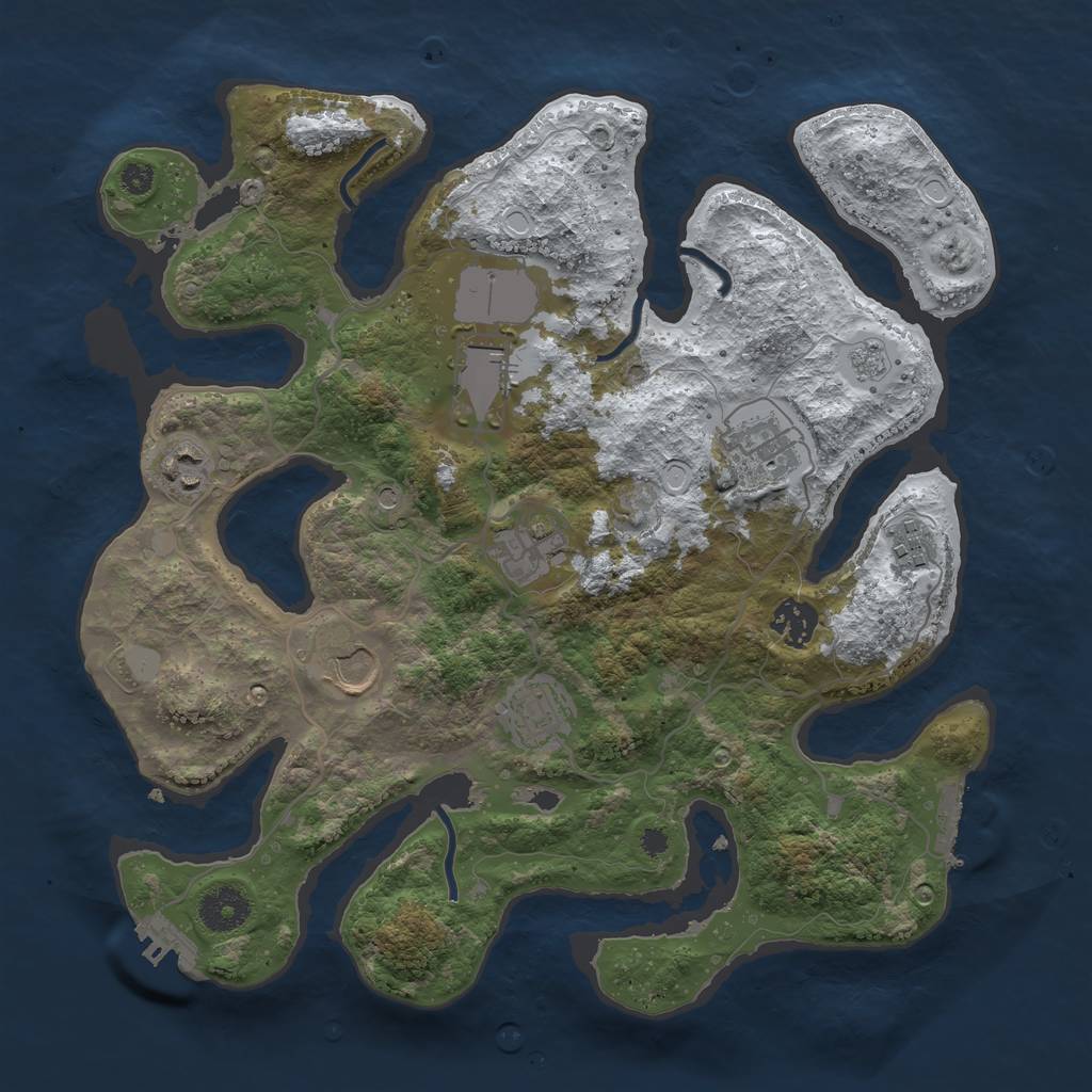 Rust Map: Procedural Map, Size: 3500, Seed: 3902405, 17 Monuments