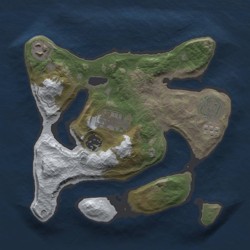 Rust Map: Barren, Size: 2500, Seed: 4824526, 7 Monuments