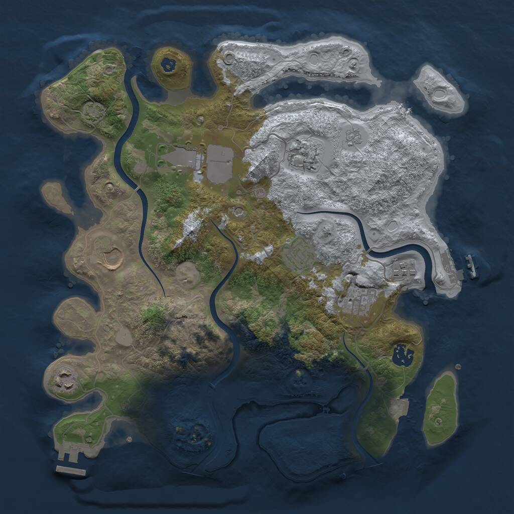 Rust Map: Procedural Map, Size: 3500, Seed: 5393741, 14 Monuments