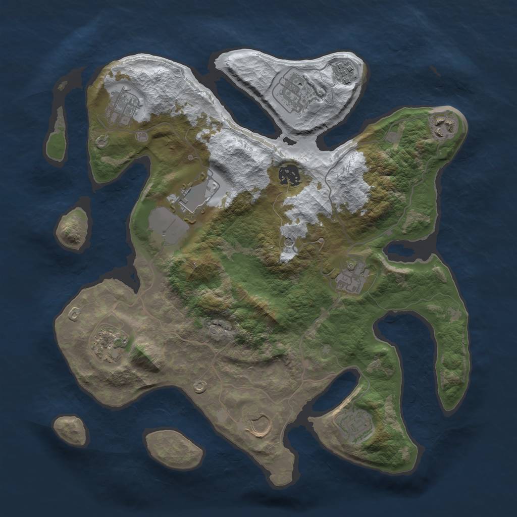 Rust Map: Barren, Size: 3500, Seed: 3299189, 13 Monuments
