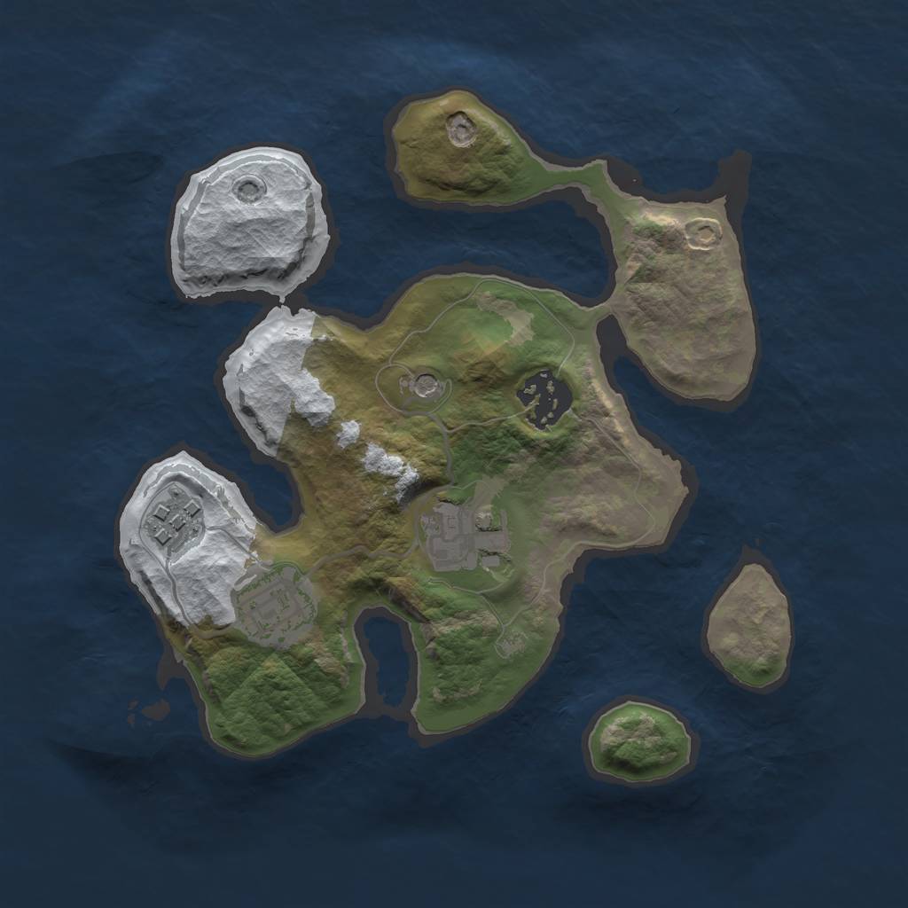 Rust Map: Barren, Size: 2500, Seed: 4498050, 7 Monuments