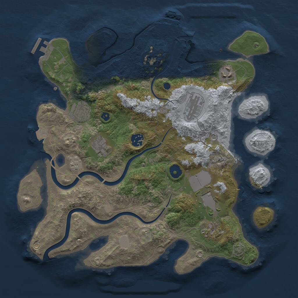 Rust Map: Procedural Map, Size: 3500, Seed: 473831, 13 Monuments