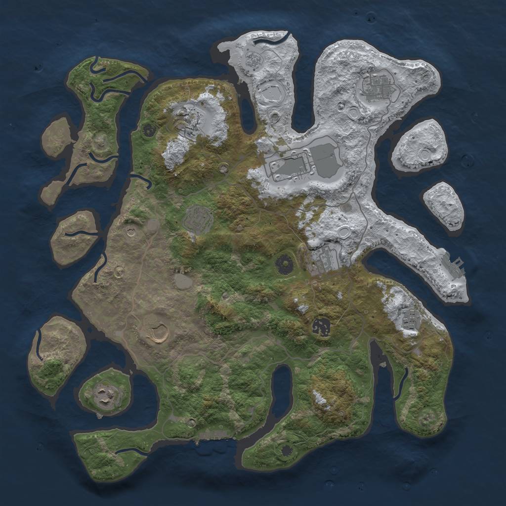 Rust Map: Procedural Map, Size: 4000, Seed: 4664252, 18 Monuments