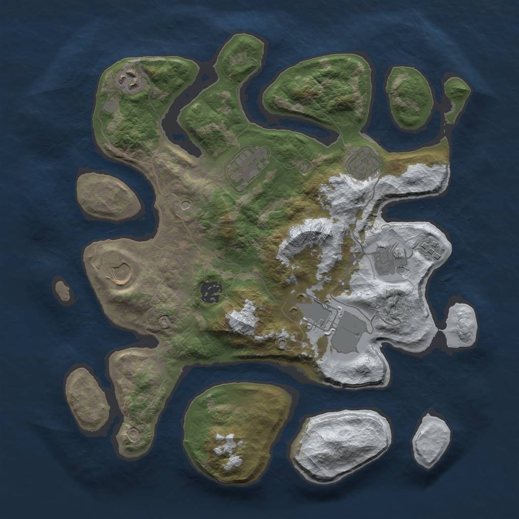 Rust Map: Barren, Size: 3500, Seed: 3566522, 11 Monuments
