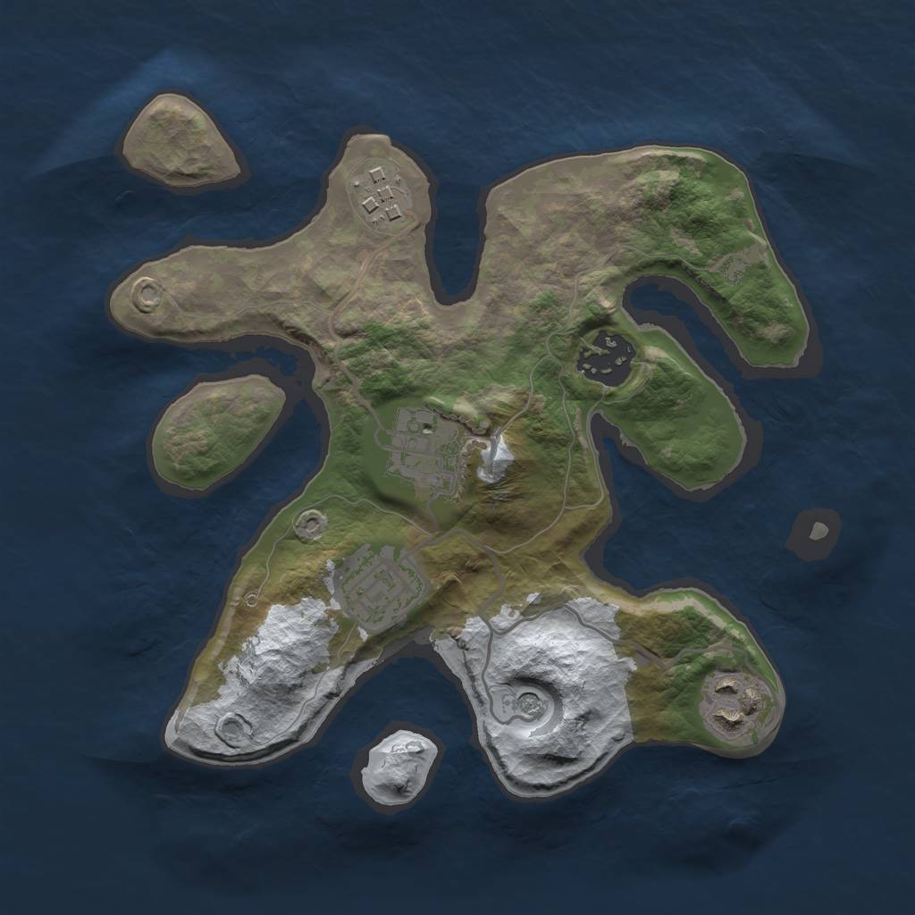 Rust Map: Barren, Size: 2500, Seed: 5606394, 8 Monuments
