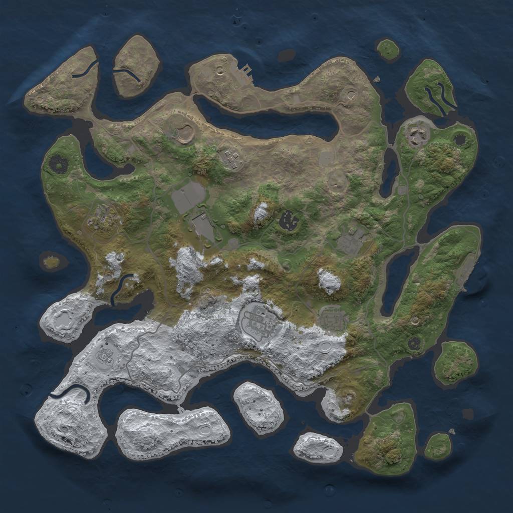 Rust Map: Procedural Map, Size: 4000, Seed: 3608584, 18 Monuments