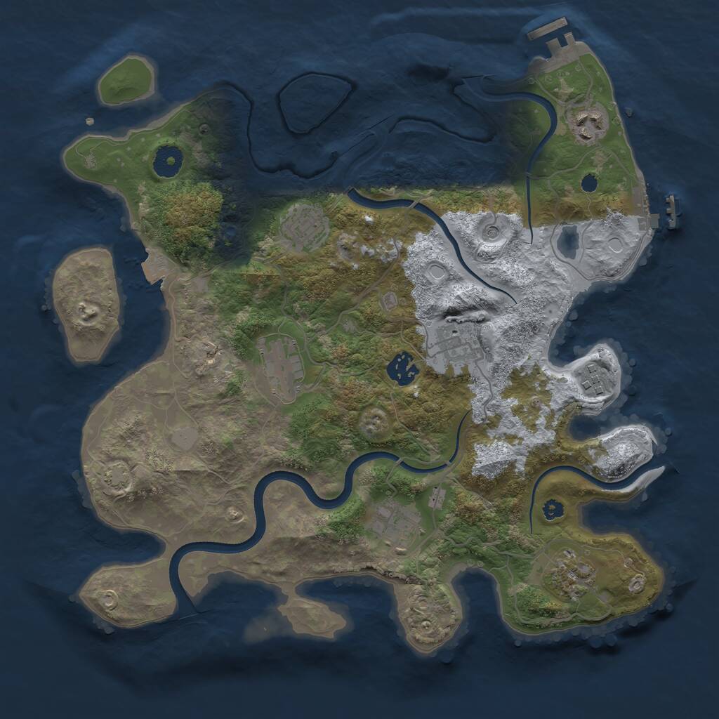 Rust Map: Procedural Map, Size: 3500, Seed: 4620862, 13 Monuments