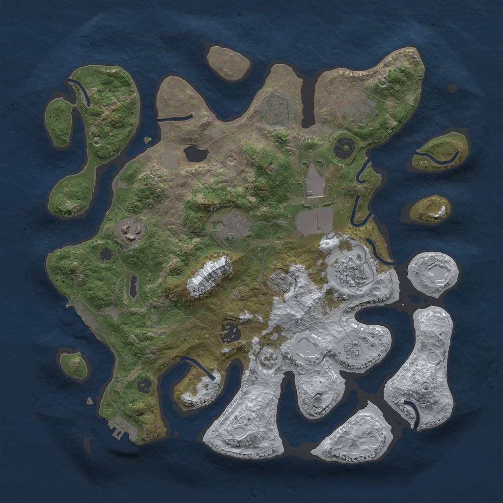 Rust Map: Procedural Map, Size: 3500, Seed: 6264761, 17 Monuments